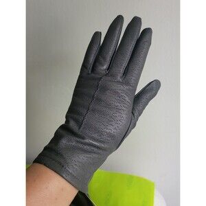 Fownes Grey Leather Ladies Gloves Sz M NWT